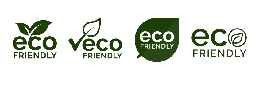 El logotipo ecológico aparece sobre fondo negro